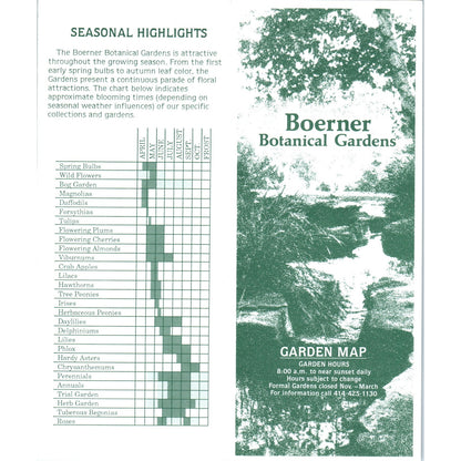 Vintage Boerner Botanical Gardens Fold Out Map & Travel Brochure H5-5