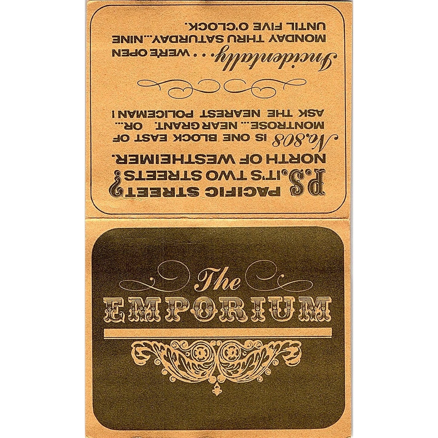 The Emporium Antiques Frank Arnold Houston TX Vintage Business Card TH2-B1