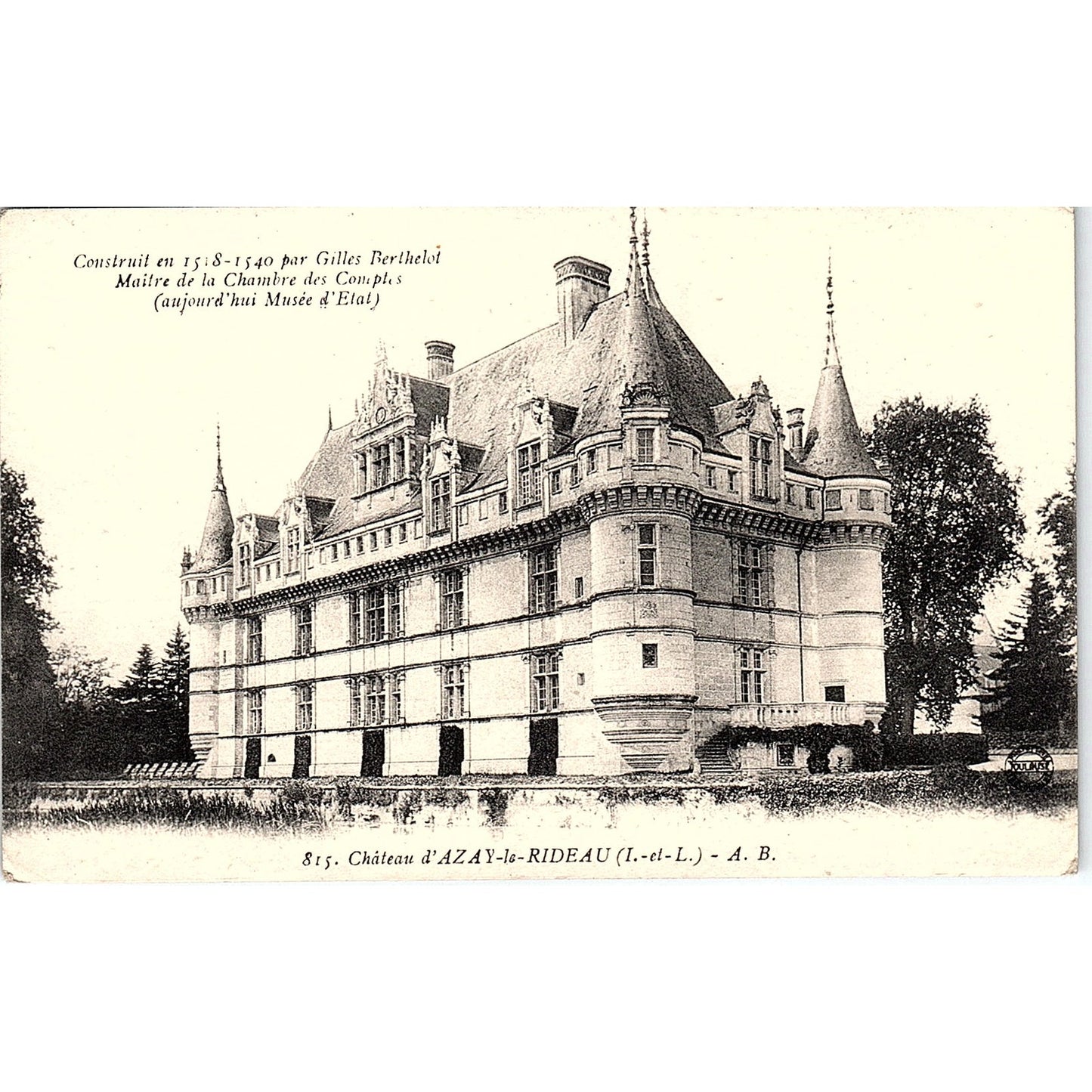 Château d'Azay Le Rideau French Antique Postcard PE10