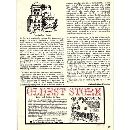 The Oldest Wooden Schoolhouse in St. Augustine FL 1989 Ad AF9-13