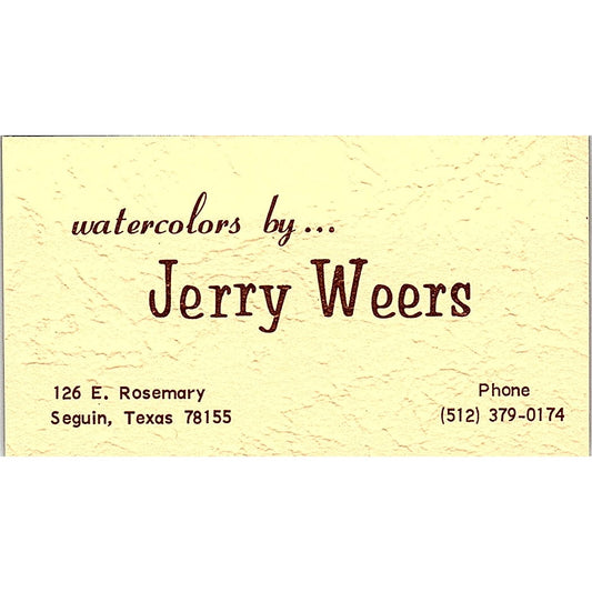 Jerry Weers Watercolor Artist Seguin TX Vintage Business Card SE3-B11