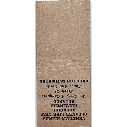 Advance Window Shades T.R. Goveia Peoria IL Vintage Matchbook Cover SF3-Y6