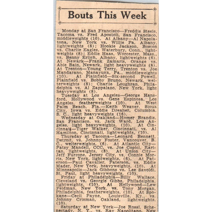 Upcoming Boxing Bouts Freddie Steele 1935 Minneapolis Journal Article AE7-N5