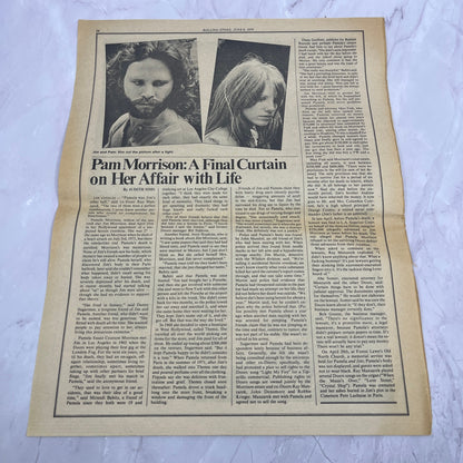 Pam Morrison Article Judith Sims Jim Morrison's Wife 11x14.5" 1974 Ad V14-2