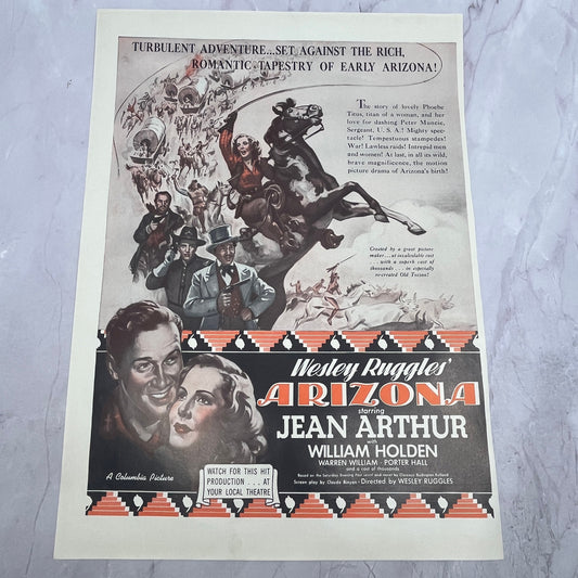 Wesley Ruggles' Arizona Motion Picture Jean Arthur William Holden 1940 Ad V14-8