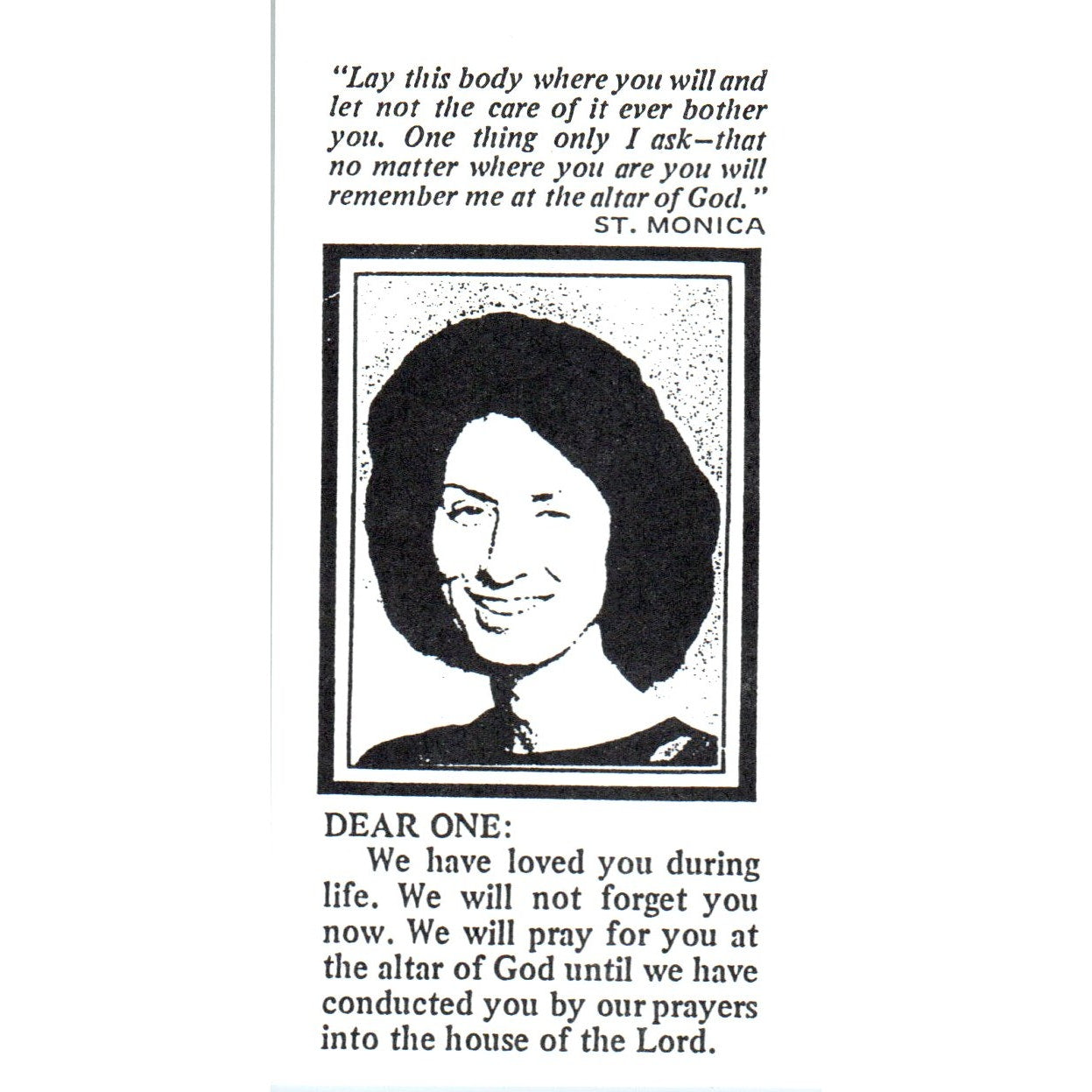 1990 Theresa Fanelli Funeral Prayer Card Prayer of St. Monica TH2-PC1