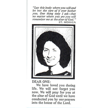 1990 Theresa Fanelli Funeral Prayer Card Prayer of St. Monica TH2-PC1