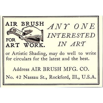 Air Brush Mfg Co Nassau St. Rockford IL - 1904 Ad AF5-2