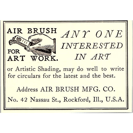 Air Brush Mfg Co Nassau St. Rockford IL - 1904 Ad AF5-2