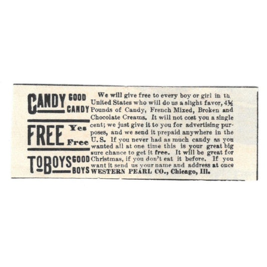 Western Pearl Co Candy Chicago IL c1890 Victorian Ad AE9-CH4