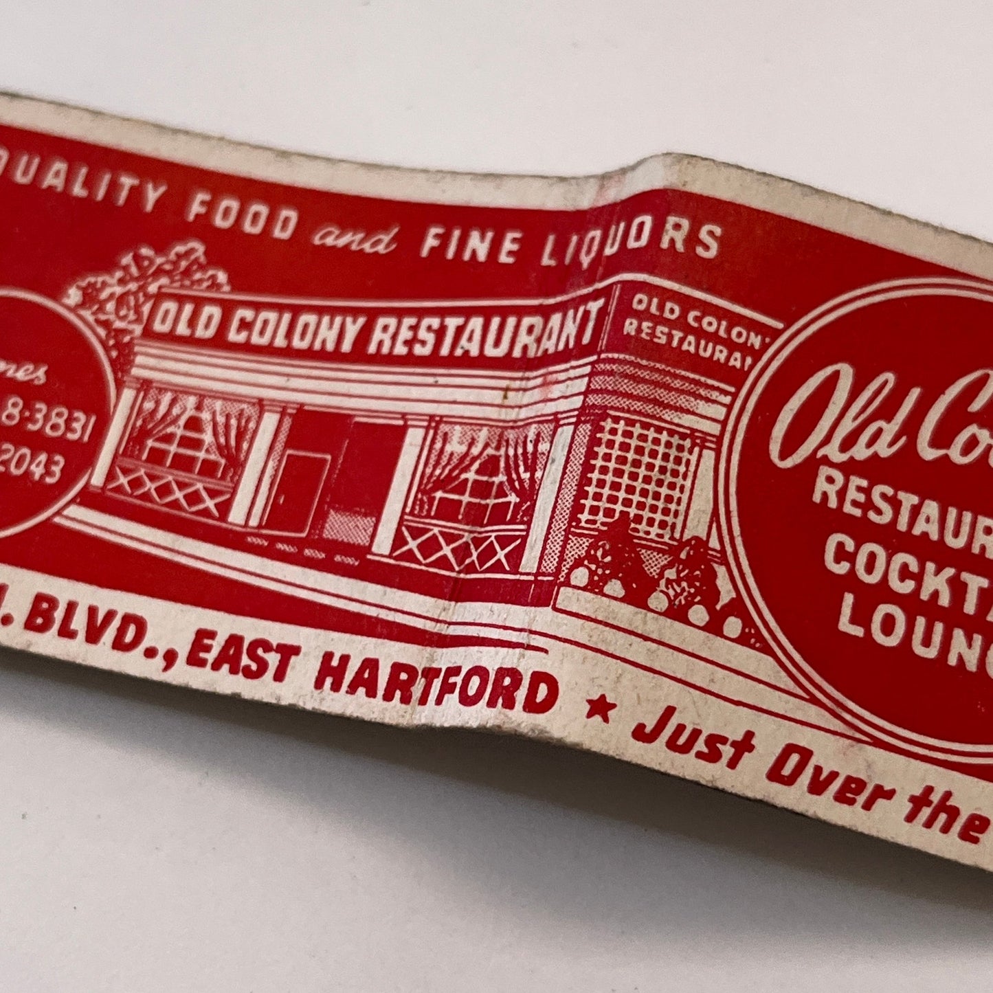 Old Colony Restaurant East Hartford CT Vintage Matchbook Cover TB8-MB3-9