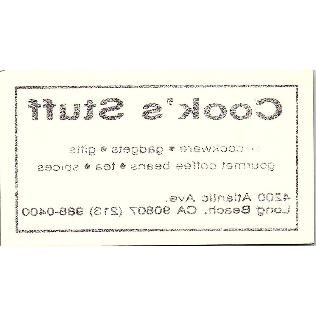 Cook's Stuff, Long Beach, CA Vintage Business Card SF3-B8