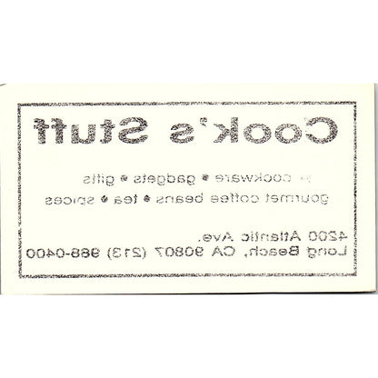 Cook's Stuff, Long Beach, CA Vintage Business Card SF3-B8