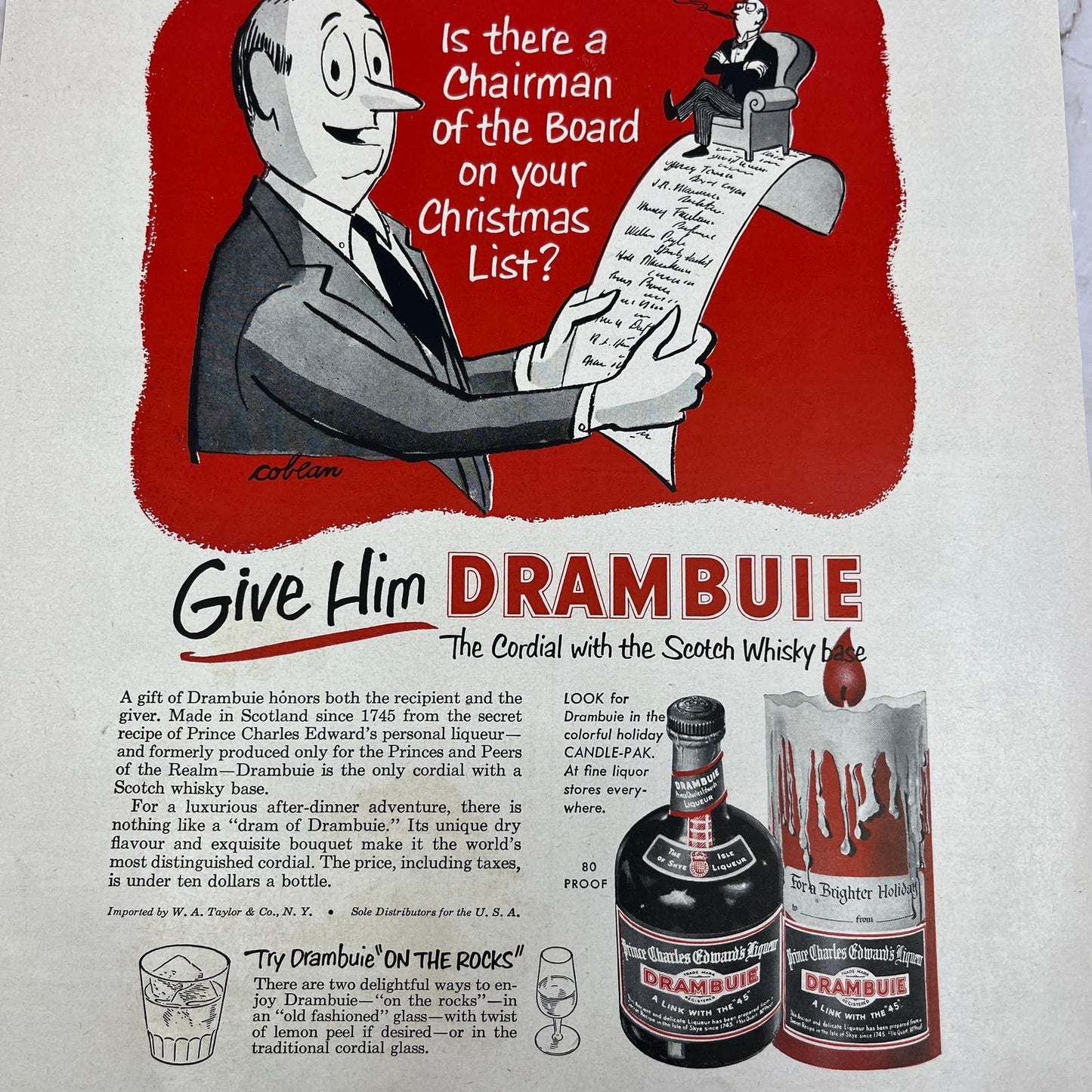 Drambuie Cordials W.A. Taylor & Co NY 1951 Magazine Ad FL6-10