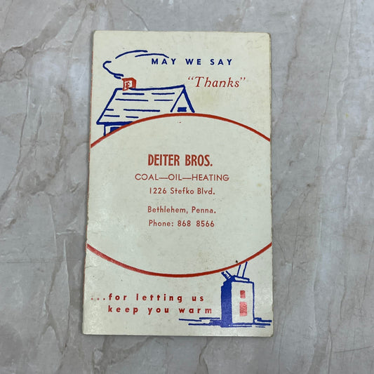 Dieter Bros Coal Oil Heating Advertising Needle Book Bethlehem PA EA5