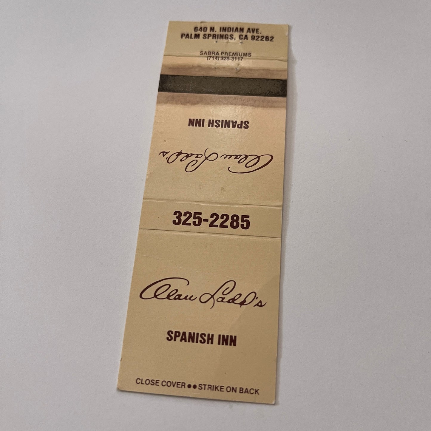Alan Ladd's Spanish Inn Palm Springs CA Vintage Matchbook Cover TB6-MB2-1