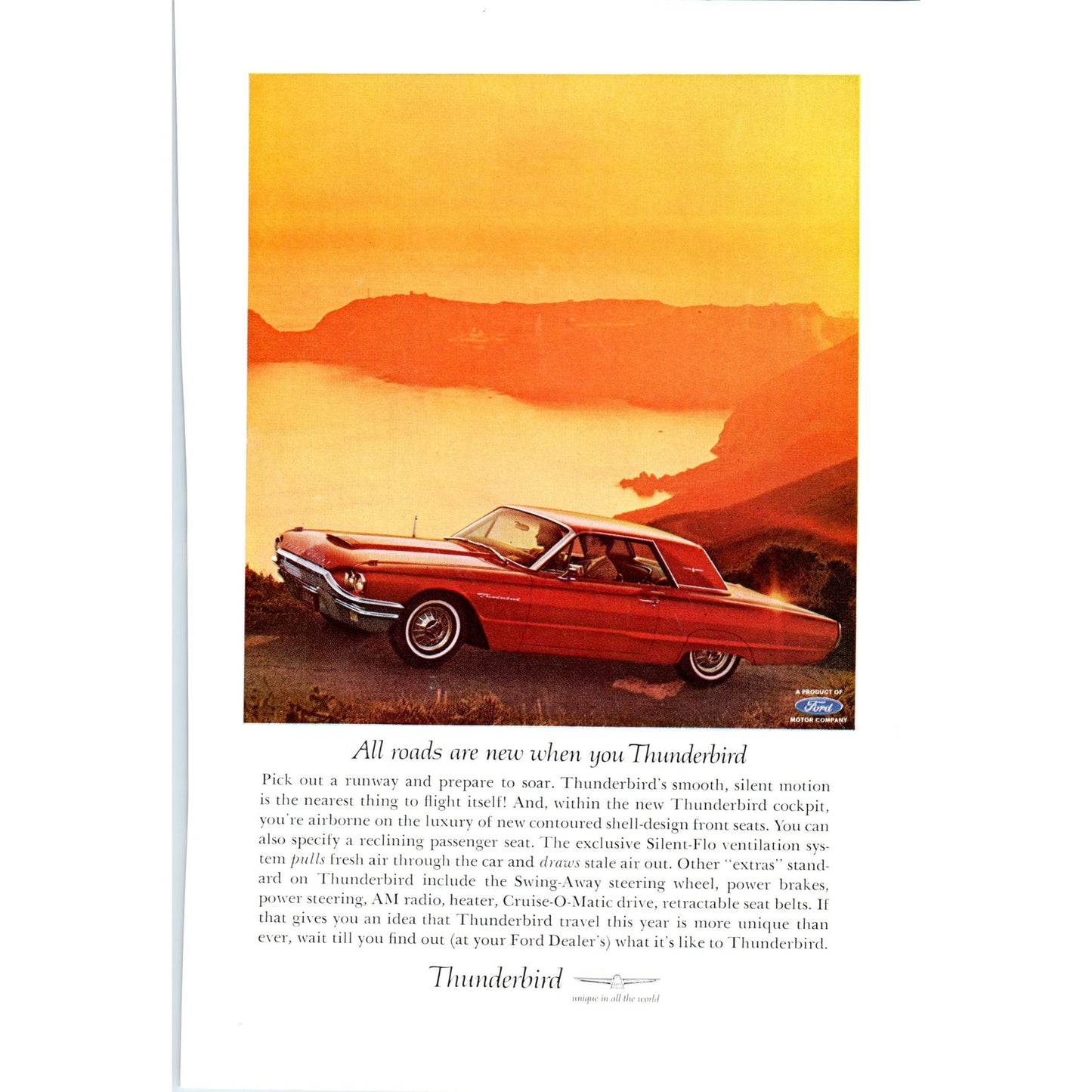 Red Ford Thunderbird Automobile Car - Vintage Magazine Ad D20