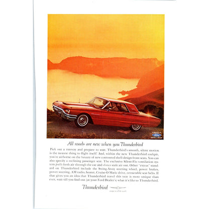 Red Ford Thunderbird Automobile Car - Vintage Magazine Ad D20