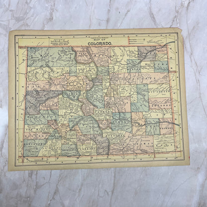 1899 Map of Colorado 10x13 Original Tinted Map Engraving FL6-8