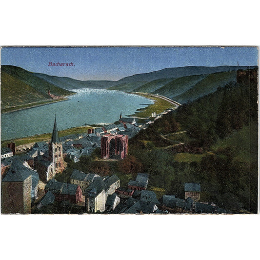 Bacharach Aerial View German Antique Postcard PE9