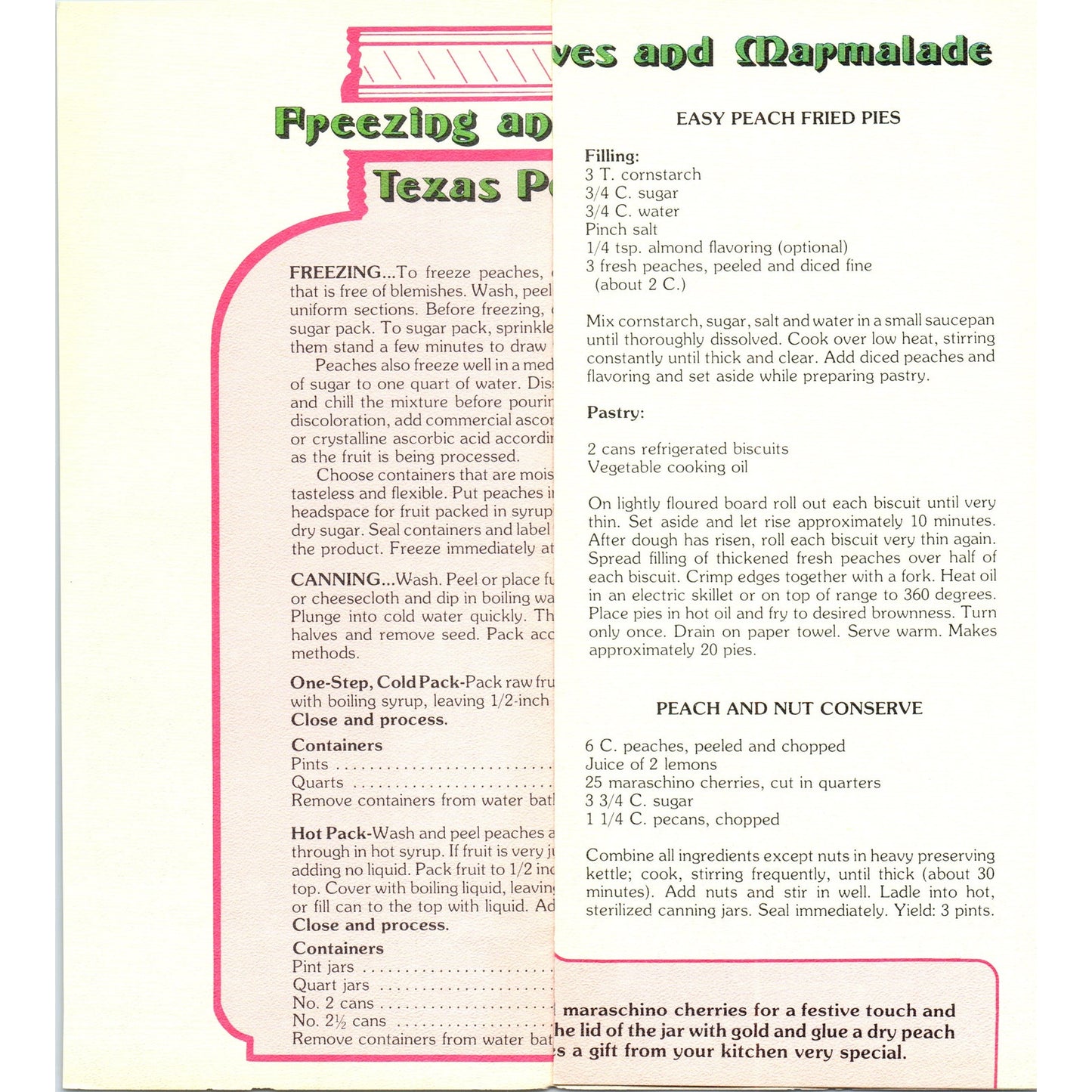 1980s Texas Peaches - Texas Agricultural Products Recipes and Brochure TF4-BC