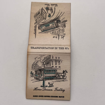 Cable Car Horse Drawn Trolley Transportation in the 80s Matchbook Cover TB8-MB-3