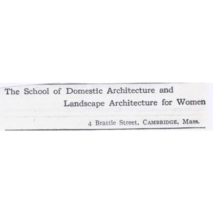 The School of Domestic & Landscape Architecture for Women MA c1918 Ad AE5-SA10
