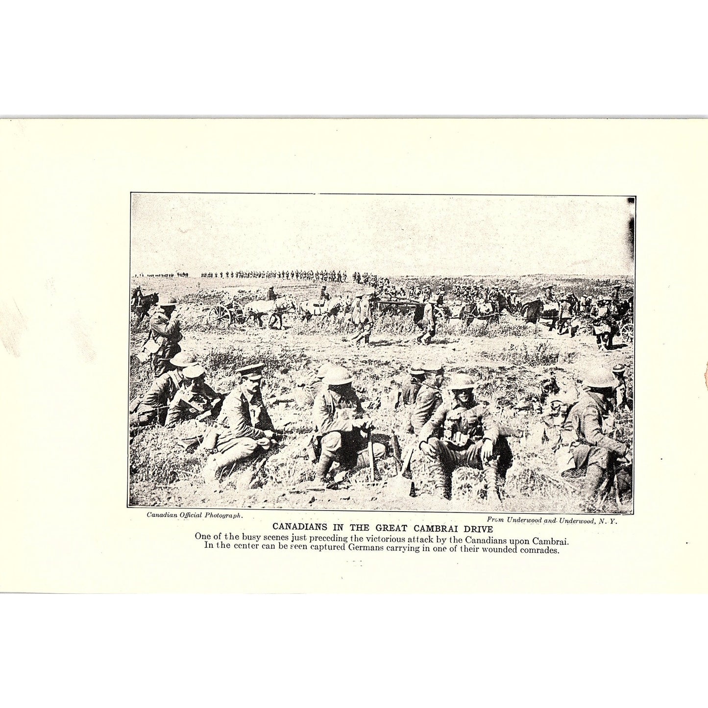 Canadians in Great Cambrai Drive / Tanks Against Bapaume 1919 WWI Print AG1-1