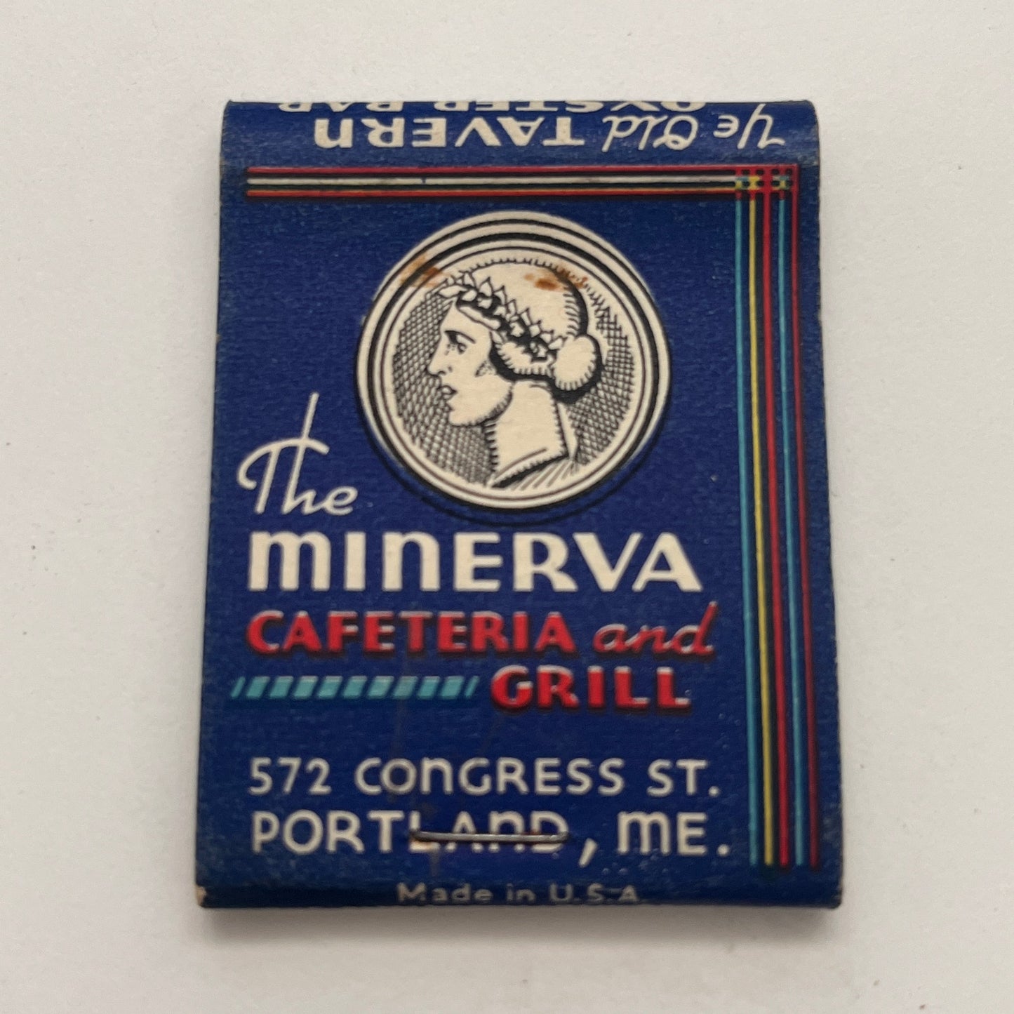 Ye Old Tavern Oyster Bar, Minerva Grill Portland ME Vtg Matchbook Cover TB8-MB-6