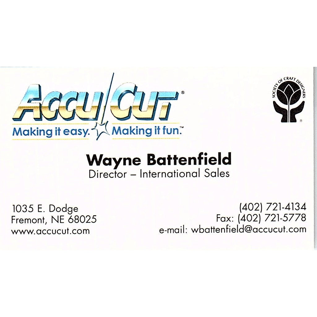 AccuCut Wayne Battenfield Fremont NE Vintage Business Card SC9-B10