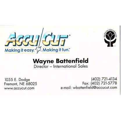 AccuCut Wayne Battenfield Fremont NE Vintage Business Card SC9-B10