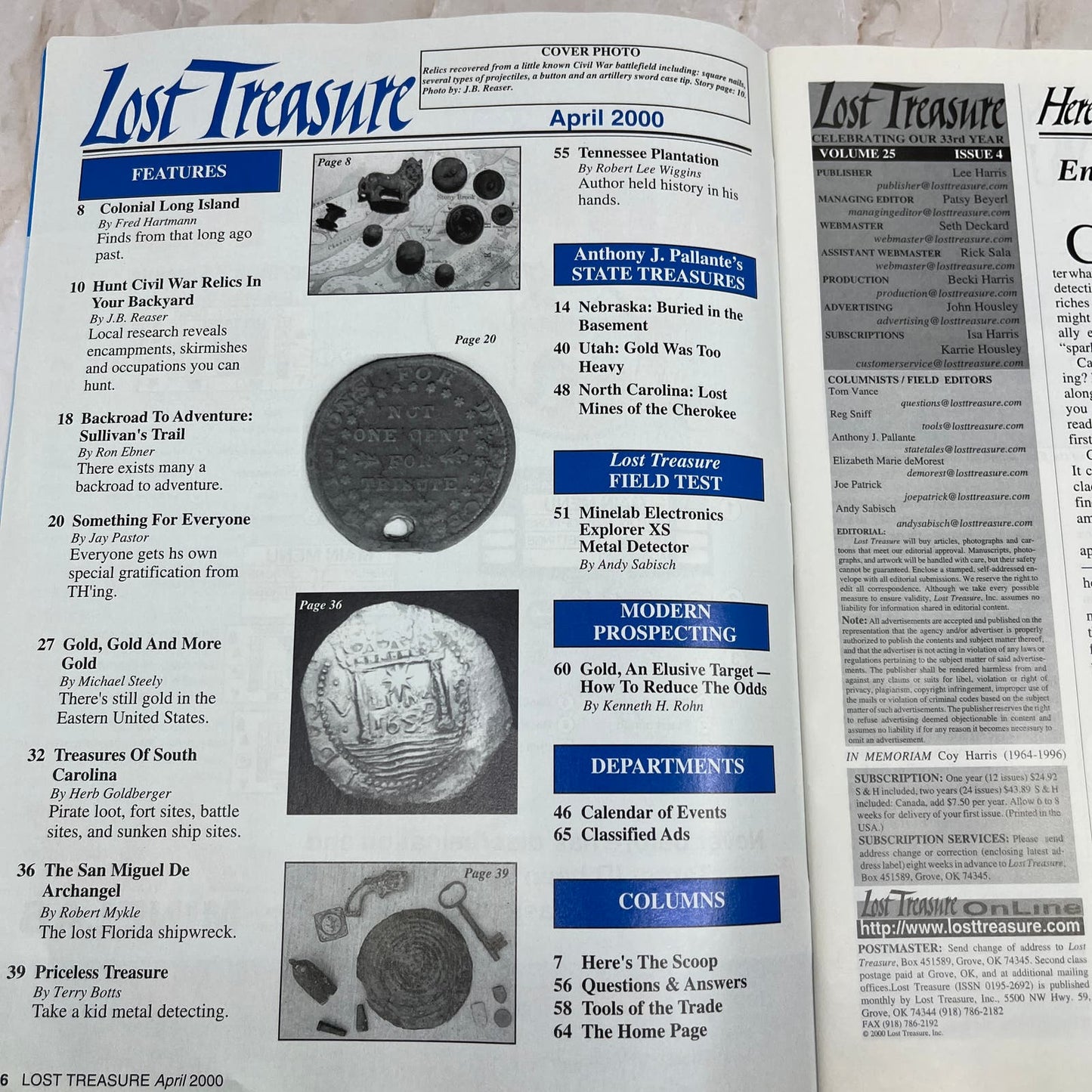 2000 April - Lost Treasure Magazine - Treasure Hunting Gold Prospecting M14