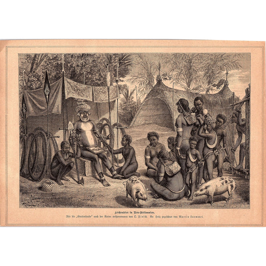 Funeral Ceremony in New Britain - For Garden Arbor D. Finich 1892 Engraving V1-3