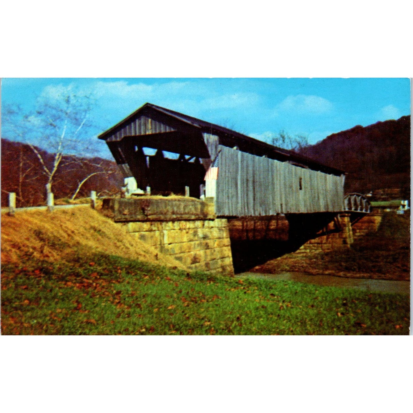 Scioto County 15 Brush Creek Otway OH Vintage Covered Bridge Postcard PC13