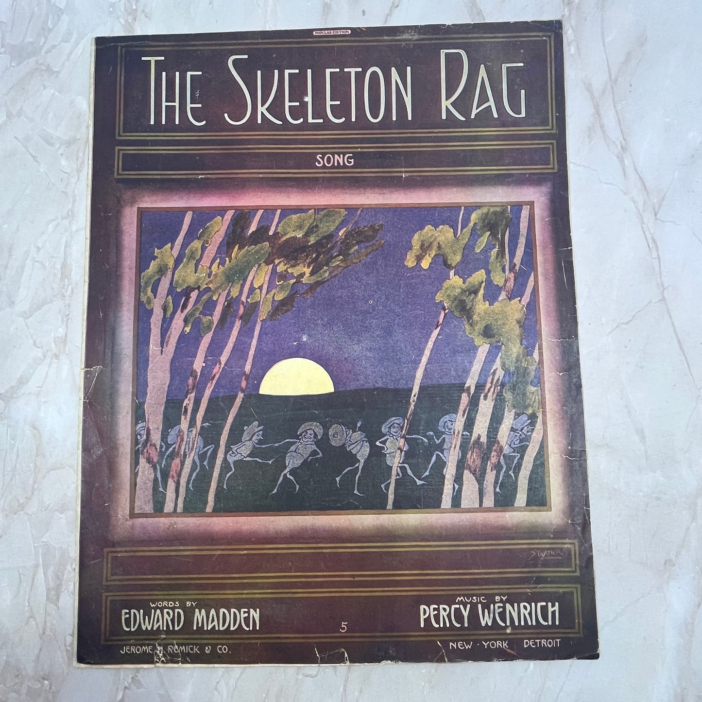 Scarce Halloween Ragtime The Skeleton Rag Sheet Music 1911 Madden Wenrich FL6-5