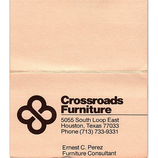 Crossroads Furniture Ernest C. Perez Houston TX Vintage Business Card SF3-B9