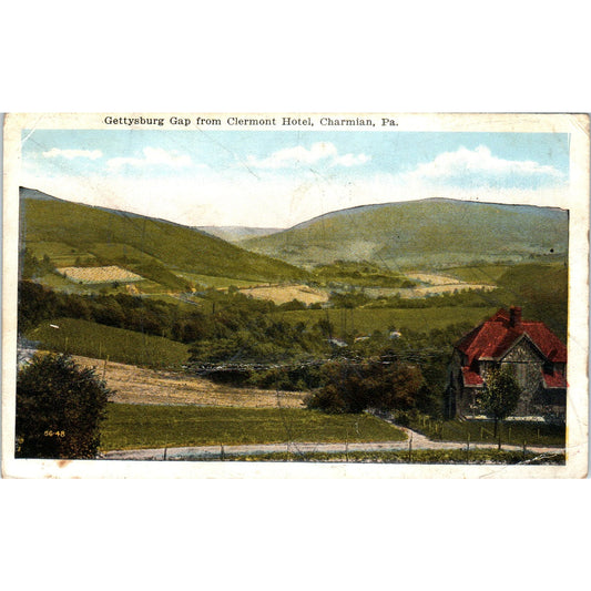 1924 Gettysburg Gap from Clermont Hotel Charmian PA Vintage Postcard PE7
