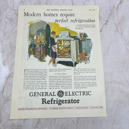 General Electric Refrigerator 1928 Original Magazine Advertisement FL6-8