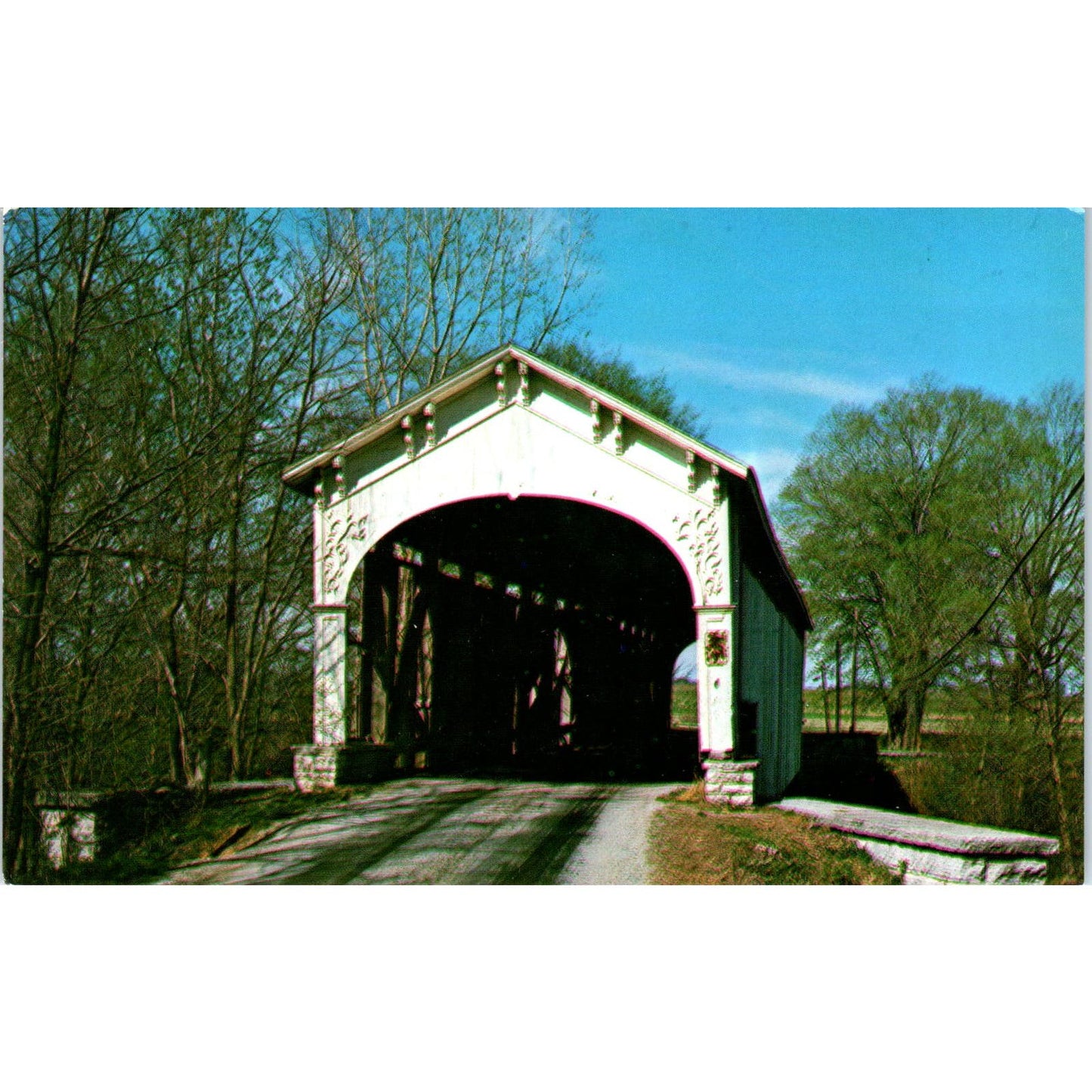 Cedar Ford Bridge Shelby County Indiana Covered Bridge Postcard PB10