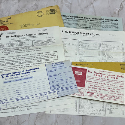 1970s Northwestern School of Taxidermy Omaha Nebraska Ephemera Lot TG8-VW