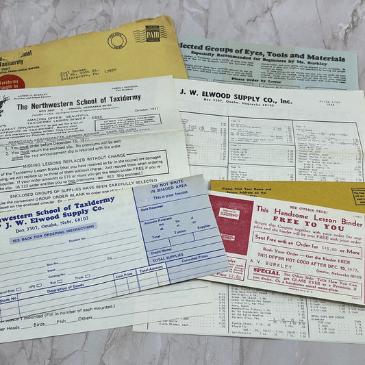 1970s Northwestern School of Taxidermy Omaha Nebraska Ephemera Lot TG8-VW