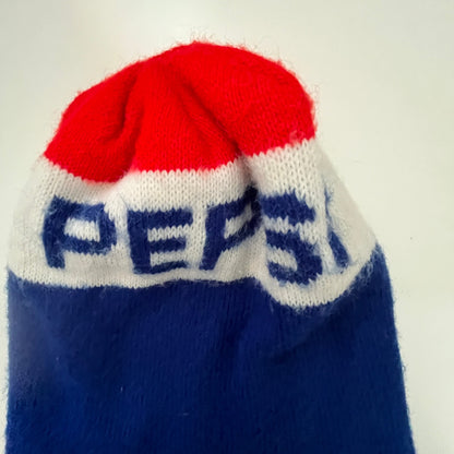 Vintage 1970s Knit Pepsi Stocking Cap Winter Beanie Hat TF9