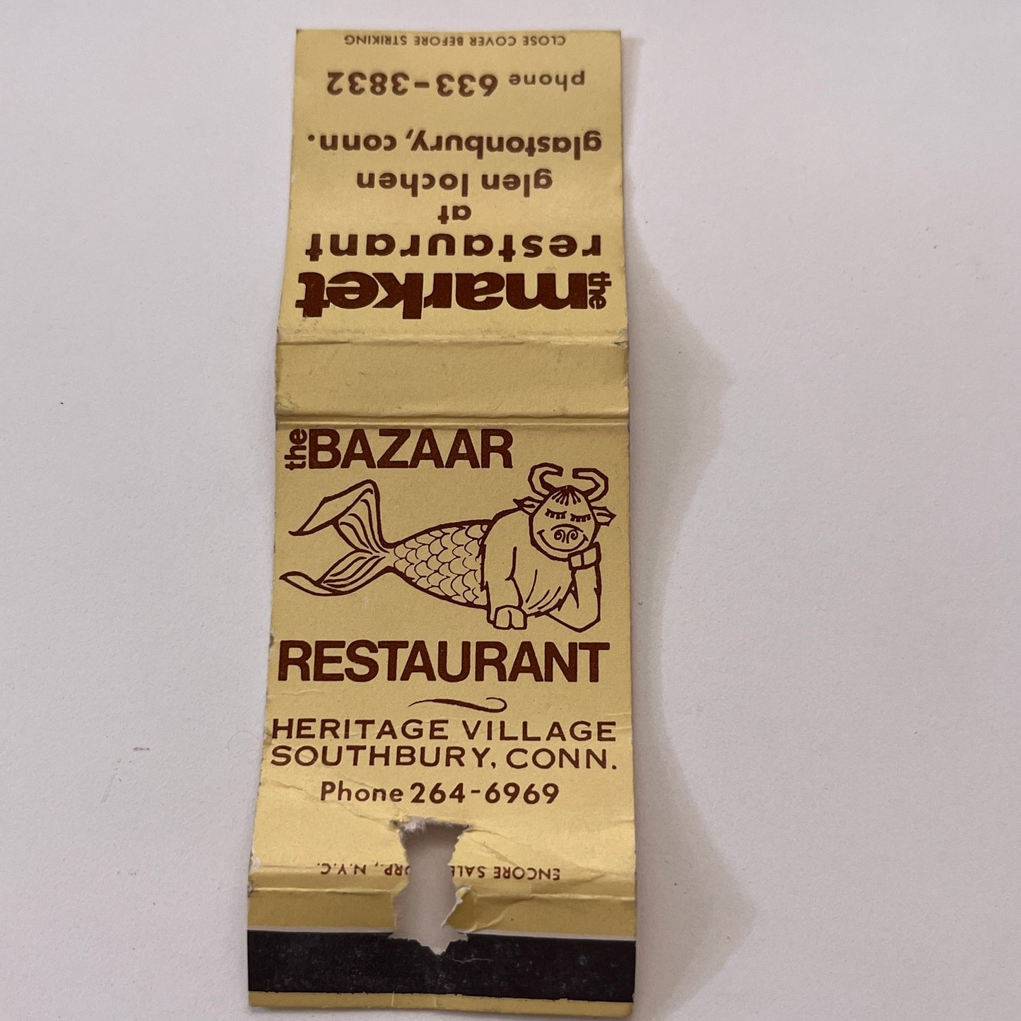 The Bazaar Restaurant Heritage Village Southbury CT Matchbook Cover TB6-MB1-10