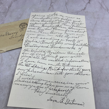 1933 Hand Written Letter Mrs Harry F. Groff Soudersburg PA TJ5-E1