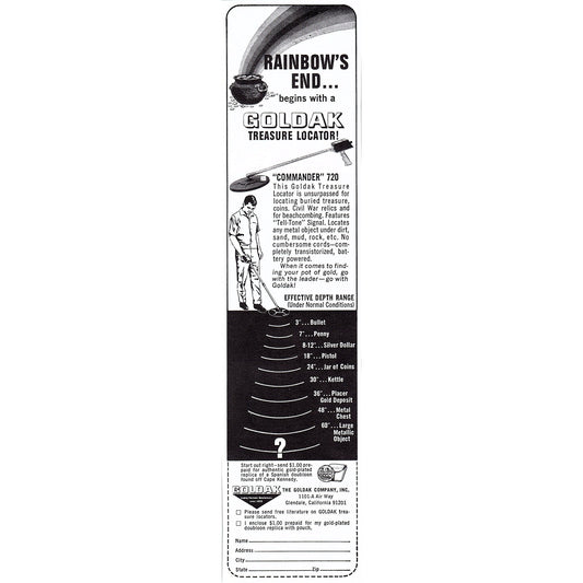 Goldak Treasure Locator Glendale CA 1972 Ad AF8-2