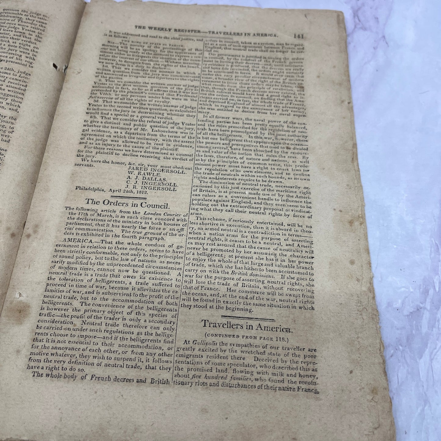 Baltimore Weekly Register May 2, 1812 Joan Eugene Leitensdorfer Bio AF9-5