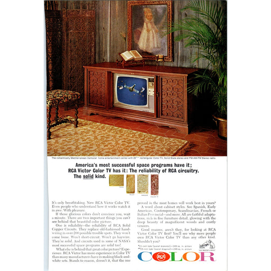 RCA Sanlucar Color Television TV Teleset - Vintage Magazine Ad D20