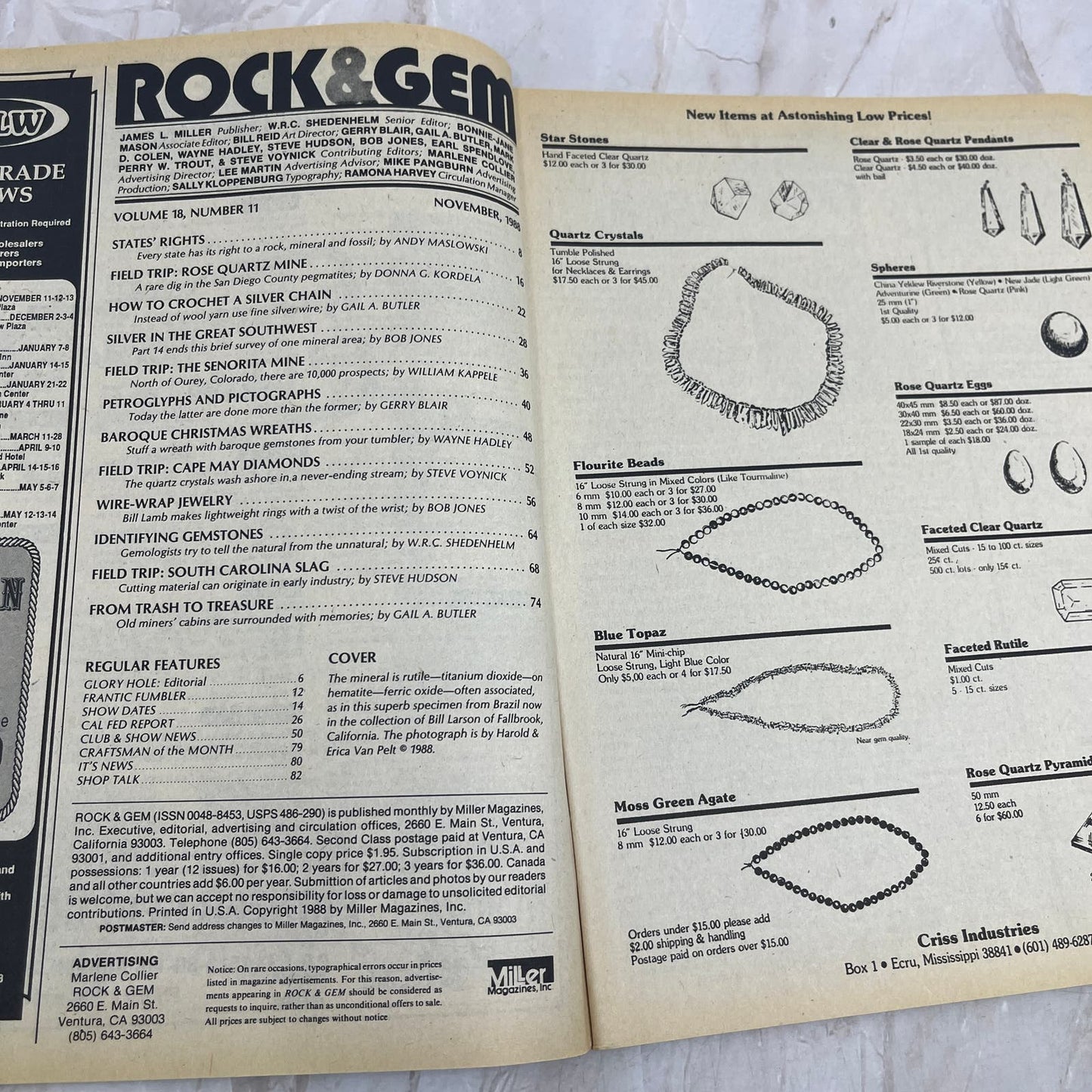 1988 Nov - Rock & Gem Magazine Southwest Silver Cape May Diamonds M20