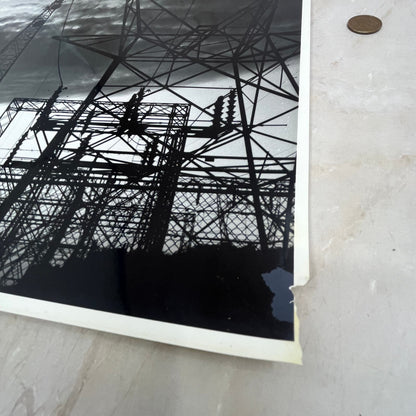 Vintage Black and White Artistic Power Plant Power Lines Photograph 11x14 FL6-1