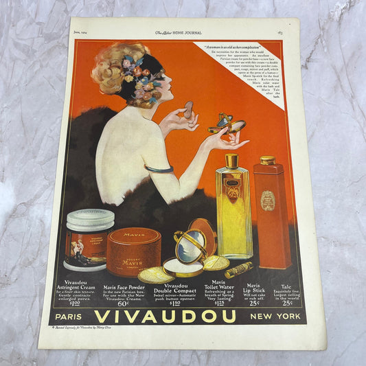 Vivaudou Cosmetics Paris New York 1924 Magazine Ad FL6-11